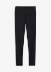 Lekkie legginsy sportowe z wygodną talią. Czarne legginsy bonprix, bez wzorów. Za 92.99 zł.