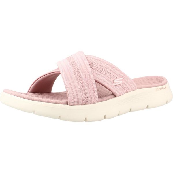 Sandały SKECHERS GO WALK FLEX Rose. Czerwone sandały Skechers, bez wzorów, z materiału, bez obcasa, bez zapięcia. Za 290.00 zł.