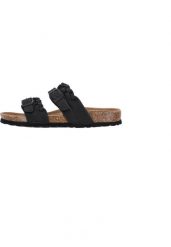 Sandały damskie Cruz Sapta Cork. Czarne sandały CRUZ, bez wzorów, z materiału, eleganckie, bez obcasa, bez zapięcia. Za 212.50 zł.