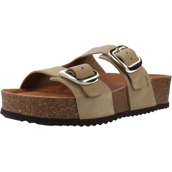 Sandały GEOX D BRIONIA H Jasnobrązowy. Brązowe sandały Geox, bez wzorów, z materiału, bez obcasa, bez zapięcia. Za 312.99 zł.