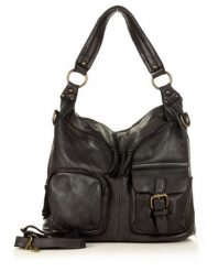 SHOPPERKA czarna MARCO MAZZINI v23a. Czarne shopper bez wzorów, ze skóry, na ramię, duże, bez dodatków. Za 569.05 zł.