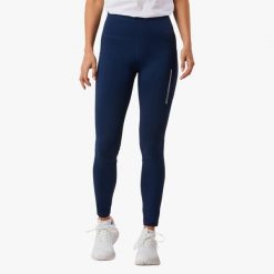 Długie legginsy treningowe damskie Swedemount Core Pocket Tights szybkoschnące. Niebieskie bielizna sportowa SWEDEMOUNT, bez wzorów, z tkaniny, długie. W wyprzedaży za 125.00 zł.
