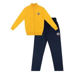 Bluza z zamek błyskawiczny na czas wolny. Niebieskie bluzy LEONE 1947 APPAREL, bez wzorów, z bawełny, bez kaptura. W wyprzedaży za 112.15 zł.