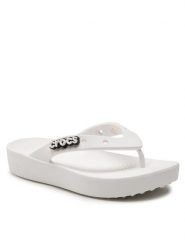 Crocs Japonki Classic Platform Flip W 207714 Biały. Białe klapki Crocs, bez wzorów, z tworzywa sztucznego, bez obcasa. Za 109.99 zł.