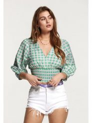 SHIWI Bluzka w kolorze zielono-fioletowym rozmiar: L. Różowe bluzki SHIWI, l, bez wzorów, bez kołnierzyka, bez ramiączek. Za 91.77 zł.