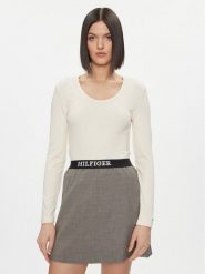 Tommy Hilfiger Bluzka WW0WW41654 Beżowy Slim Fit. Brązowe bluzki TOMMY HILFIGER, xxl, bez wzorów, z wiskozy, bez kołnierzyka, bez ramiączek. Za 169.99 zł.