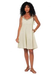 Aller Simplement Sukienka w kolorze beżowym rozmiar: 34-40. Brązowe sukienki Aller Simplement, bez wzorów, z bawełny, bez kołnierzyka, bez ramiączek, mini. Za 78.99 zł.