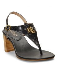 LAUREN RALPH LAUREN Sandały Westcott Ii 802904280001 Czarny. Czarne sandały Lauren Ralph Lauren, bez wzorów, ze skóry, bez obcasa, na słupku, bez zapięcia. Za 419.99 zł.