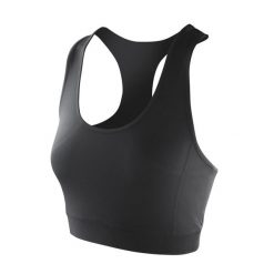 Top Damski / Damski Impact Softex Crop Top. Czarne koszulki sportowe SPIRO, bez wzorów, bez ramiączek. Za 63.99 zł.