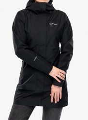 Parka przeciwdeszczowa damska Berghaus Omeara Long Shell Jacket. Czarne parki Berghaus, m, bez kaptura. Za 702.89 zł.