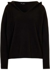 Sweter z dekoltem w serek i kapturem. Zielone swetry bonprix, bez wzorów, bez ramiączek. Za 129.99 zł.