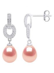 Pearl Addict Srebrne kolczyki-wkrętki z perłami i cyrkoniami rozmiar: onesize. Różowe kolczyki Pearl Addict, z cyrkonią, srebrne. Za 252.99 zł.