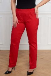 Czerwone spodnie Nilda z prostą nogawką wysoki stan PLUS SIZE XXL. Czerwone spodnie materiałowe Nasi partnerzy, do pracy, plus size, bez wzorów, z elastanu, z podwyższonym stanem, plus size, krótkie. Za 159.90 zł.