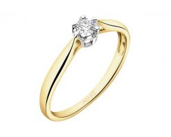 Pierścionek z żółtego złota z brylantem - 0,10 ct - próba 585. Żółte pierścionki Apart, z brylantem, złote. Za 2,490.00 zł.