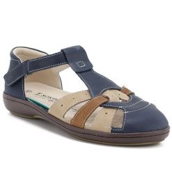 Skórzane sandały damskie zabudowane granatowe T.Sokolski L26-678. Sandały T.Sokolski, bez wzorów, ze skóry, bez obcasa, bez zapięcia. Za 209.99 zł.