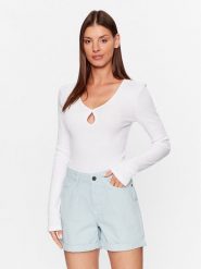 Noisy May Bluzka Maya 27026248 Biały Slim Fit. Białe bluzki Noisy may, xs, bez wzorów, z bawełny, bez kołnierzyka, bez ramiączek. Za 69.99 zł.