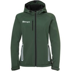Damska kurtka softshellowa Kempa. Czarne kurtki sportowe Kempa, bez wzorów, z softshellu, bez kaptura. Za 430.55 zł.