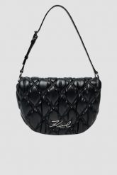 KARL LAGERFELD Czarna pikowana damska torebka Kuilt Flap Shb. Czarne kopertówki KARL LAGERFELD, bez wzorów, ze skóry, pikowane, bez dodatków. W wyprzedaży za 579.99 zł.