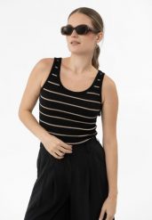 Top w paski T-ESTER. Koszulki sportowe Volcano, bez wzorów, z bawełny, bez ramiączek. Za 54.99 zł.