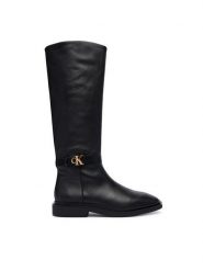 Calvin Klein Kozaki Square High Boot Lth Mg Hdw HW0HW03187 Czarny. Czarne kozaki Calvin Klein, ze skóry, bez obcasa, na płaskiej podeszwie, bez zapięcia. Za 849.99 zł.