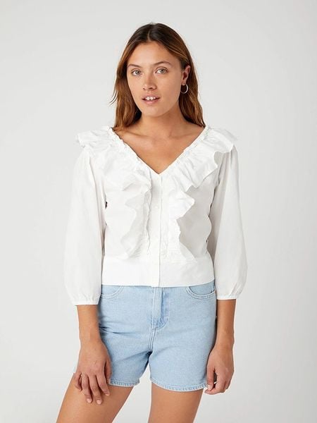 Wrangler Bluzka w kolorze białym rozmiar: L. Białe bluzki Wrangler, l, bez wzorów, z bawełny, bez kołnierzyka, bez ramiączek. Za 70.90 zł.