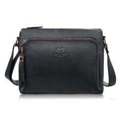 Torebka damska na ramię skórzana czarna klasyczna miejska pojemna Paolo Peruzzi AY-22-BLRG. Czarne torby na ramię bez wzorów, z materiału, biznesowe, na ramię, bez dodatków. Za 249.00 zł.