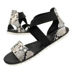 Sandały Sorel Ella Ii Sandal NL4043-010 czarne. Czarne sandały bez wzorów, z gumy, bez obcasa, bez zapięcia. W wyprzedaży za 190.98 zł.