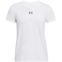 T-shirt Damski Z Krótkim Rękawem Rival Core. Białe t-shirty Under Armour, bez wzorów, bez kołnierzyka, bez ramiączek. Za 149.99 zł.