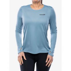 Bluza do biegania damska Inov-8 Performance Long Sleeve. Niebieskie bluzy Inov-8, bez wzorów, bez kaptura. Za 198.99 zł.