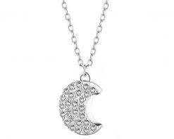 Naszyjnik srebrny z cyrkoniami - Księżyc. Szare naszyjniki Apart, z cyrkonią, srebrne. Za 159.00 zł.