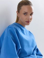 Bawełniana bluza - niebieski. Niebieskie bluzy Reserved, l, bez wzorów, z bawełny, bez kaptura. Za 179.99 zł.