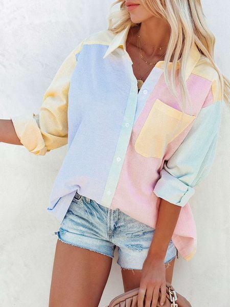 Milan Kiss Bluzka w kolorze błękitno-żółto-jasnoróżowym rozmiar: L. Niebieskie bluzki Milan Kiss, l, bez wzorów, bez kołnierzyka, bez ramiączek. Za 166.49 zł.