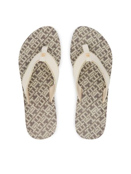 Tommy Hilfiger Japonki Monogram Mid Wedge Sandal FW0FW09419 Kremowy. Białe klapki TOMMY HILFIGER, bez wzorów, z syntetyku, bez obcasa. Za 170.99 zł.