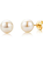 Diamant Exquis Złote kolczyki-wkrętki z perłami rozmiar: onesize. Brązowe kolczyki Diamant Exquis, z perłą, złote. Za 260.99 zł.