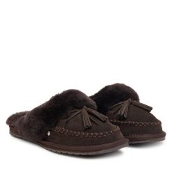 Kapcie EMU Australia. Brązowe obuwie domowe EMU Australia, bez wzorów, bez zapięcia. Za 384.99 zł.