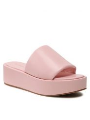 DeeZee Klapki E8175-1 Różowy. Czerwone klapki DeeZee, bez wzorów, ze skóry, bez obcasa. Za 139.99 zł.