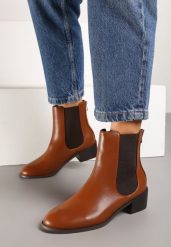 Brązowe Botki na Obcasie w Stylu Sztybletów z Elastyczną Gumką Aetaris. Brązowe botki Born2be, bez wzorów, z jeansu, bez obcasa, na obcasie, bez zapięcia. Za 159.99 zł.