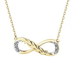 Naszyjnik z żółtego złota z diamentami - nieskończoność - 0,02 ct - próba 375. Żółte naszyjniki Apart, z diamentem, złote. Za 1,429.00 zł.