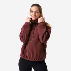 Bluza do jogi damska Domyos polar. Fioletowe bluzy DOMYOS, l, bez wzorów, z materiału, bez kaptura. Za 119.99 zł.