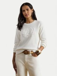 LAUREN RALPH LAUREN Sweter 200P08805001 Biały Relaxed Fit. Białe swetry Lauren Ralph Lauren, s, bez wzorów, z bawełny, bez ramiączek. Za 1,199.00 zł.