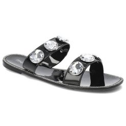Czarne Klapki Moow Eleganckie Buty Na Lato. Czarne klapki Moow, bez wzorów, ze skóry ekologicznej, bez obcasa. Za 129.00 zł.