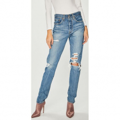 Levi's - Jeansy 501. Niebieskie jeansy Levi's®, s, bez wzorów, z podwyższonym stanem. W wyprzedaży za 359.90 zł.