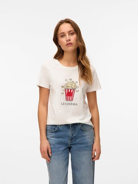 Vero Moda Koszulka w kolorze białym rozmiar: L. Białe bluzki Vero Moda, l, bez wzorów, z bawełny, bez kołnierzyka, bez ramiączek. Za 60.99 zł.