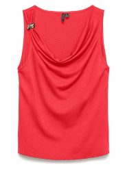 Vero Moda Bluzka w kolorze czerwonym rozmiar: XS. Czerwone bluzki Vero Moda, xs, z aplikacjami, bez kołnierzyka, bez ramiączek. Za 62.90 zł.