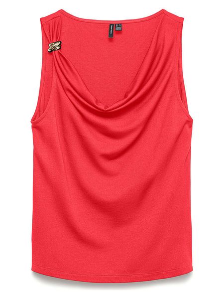 Vero Moda Bluzka w kolorze czerwonym rozmiar: S. Czerwone bluzki Vero Moda, s, z aplikacjami, bez kołnierzyka, bez ramiączek. Za 67.09 zł.