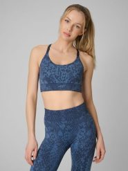 4F Biustonosz treningowy z niskim wsparciem - turkusowy M/L. Niebieskie bielizna sportowa 4f, l, bez wzorów, z dzianiny. Za 119.99 zł.