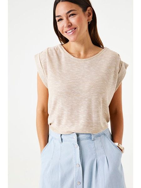 Garcia Koszulka w kolorze beżowym rozmiar: S. Brązowe bluzki Garcia, s, bez wzorów, bez kołnierzyka, bez ramiączek. Za 65.54 zł.