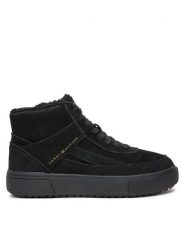 Tommy Hilfiger Botki FW0FW08108 Czarny. Czarne botki TOMMY HILFIGER, bez wzorów, ze skóry, bez obcasa, na płaskiej podeszwie, bez zapięcia. Za 559.99 zł.