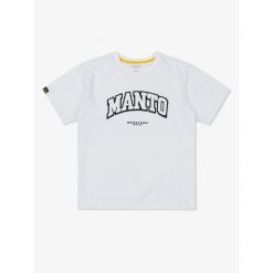 Koszulka sportowa MANTO Warszawa oversize z krótkim rękawem. Białe koszulki sportowe MANTO, bez wzorów, bez ramiączek. Za 84.99 zł.