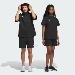 Bluza z kapturem Dugout Short Sleeve (uniseks). Czarne bluzy Adidas, na zimę, bez wzorów, z materiału, z kapturem. Za 299.00 zł.